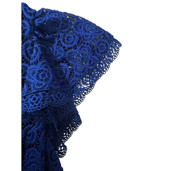 Mi‎ Amore Blue Lace Dress With Ruffle Sleeves Size XS - Picture 10 of 10